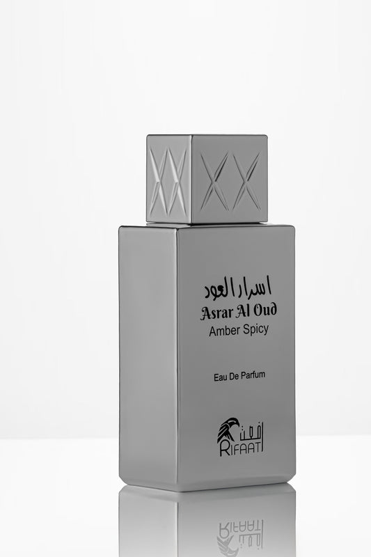 Long lasting amber oud perfume asrar al oud from luxury concept looking like shaghaf. Grey bottle