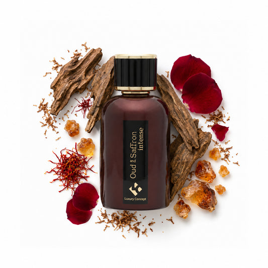 Oud and saffron intense is a long lasting rose oud perfume for men