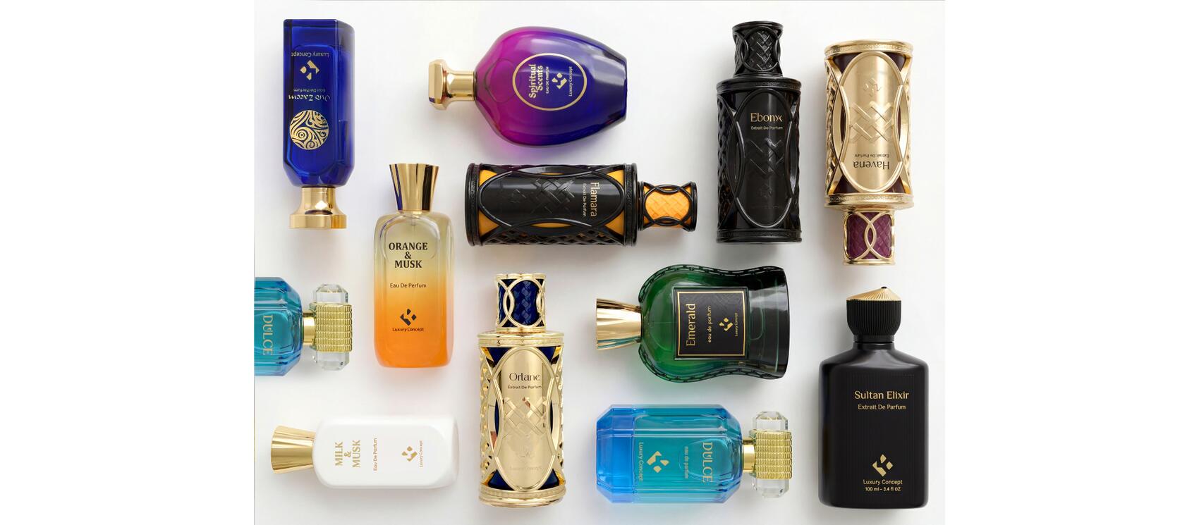 All perfumes collection banner by Luxury Concept, luxury fragrances in Dubai