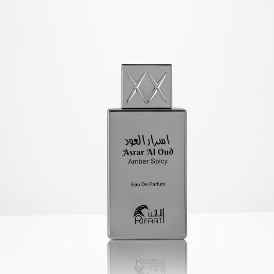 Long lasting amber oud perfume asrar al oud from luxury concept looking like shaghaf. Grey bottle