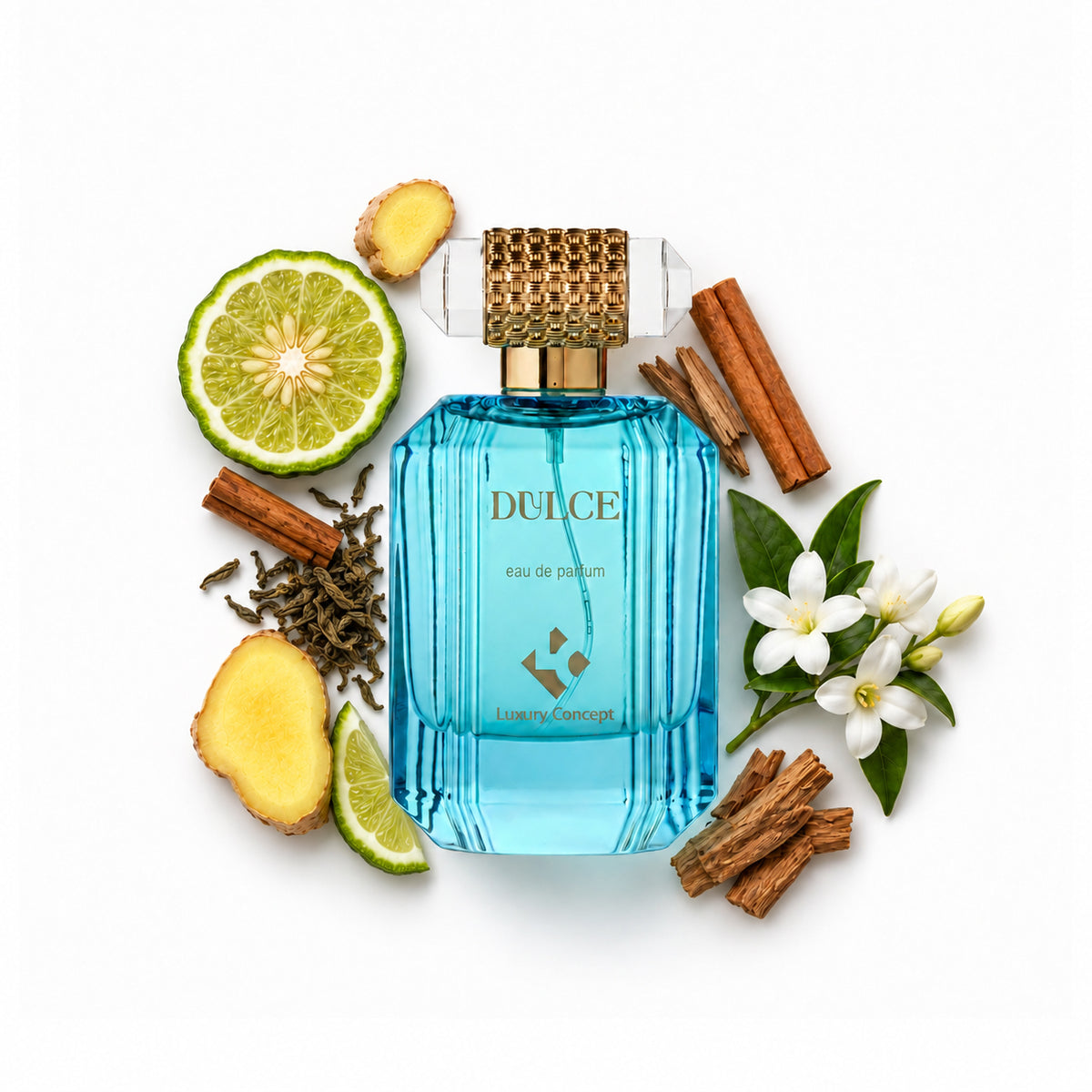 Dulce is a fresh perfume froom Luxury concept with tea, spicy and citrus notes
