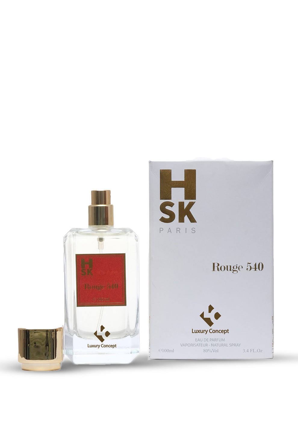 Rouge 540 Eau de Parfum 100ml by Luxury Concept displayed with its premium packaging box